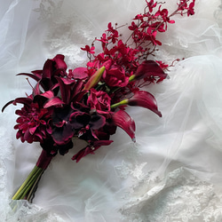 胡蝶蘭とアンスリウムのブーケ、ウェディングブーケ、和装ブーケ