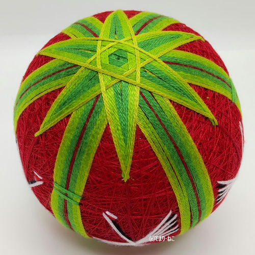 手毬猫の店 てまり「若竹と鶴」赤地 手まり 手毬 手鞠 四季の飾り物