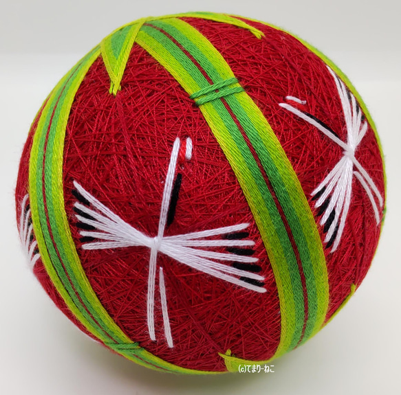 手毬猫の店 てまり「若竹と鶴」赤地 手まり 手毬 手鞠 四季の飾り物