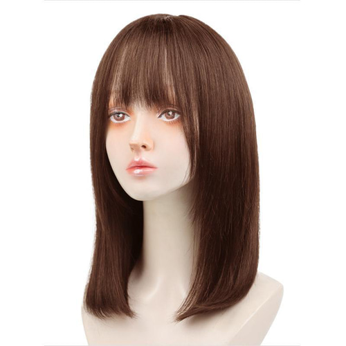 高級人毛100% フルウィッグお洒落な自然艶 かつら ウィッグ ブラック