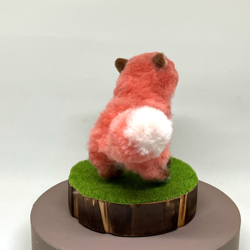 ◇桃色キツネ もふもふ カラフル手乗り 子狐 幻獣【羊毛フェルト人形