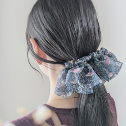 大人のためのシュシュ見えバレッタ　いちご泥棒♡オーガンジー　ウィリアムモリス　　秋　冬　 14枚目の画像