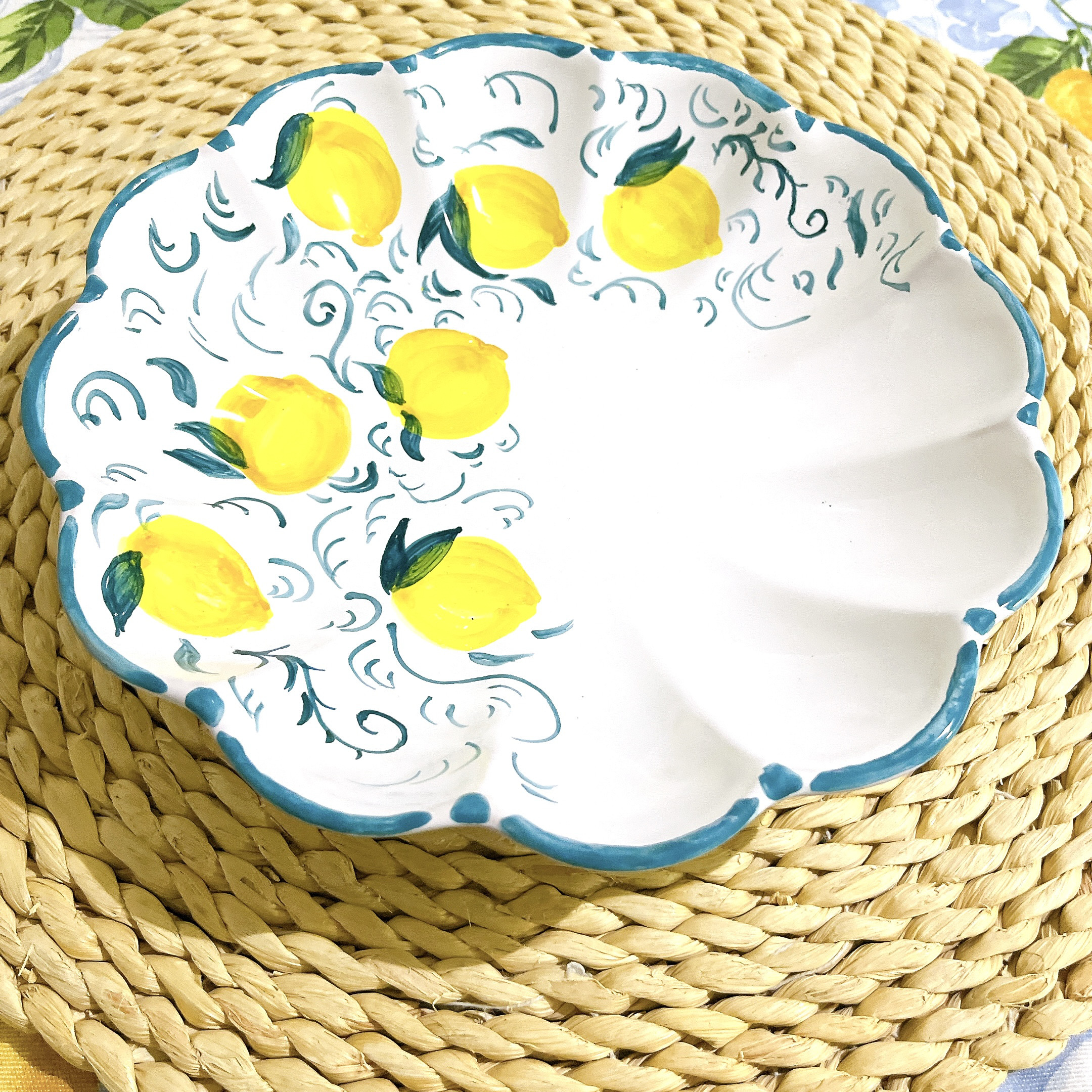 マヨリカ焼きのフラワーボウル(大) レモン柄
