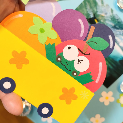 画用紙 秋 汽車 色紙 壁面 アルバム 飾り ～秋の汽車に乗って♪～ 猫