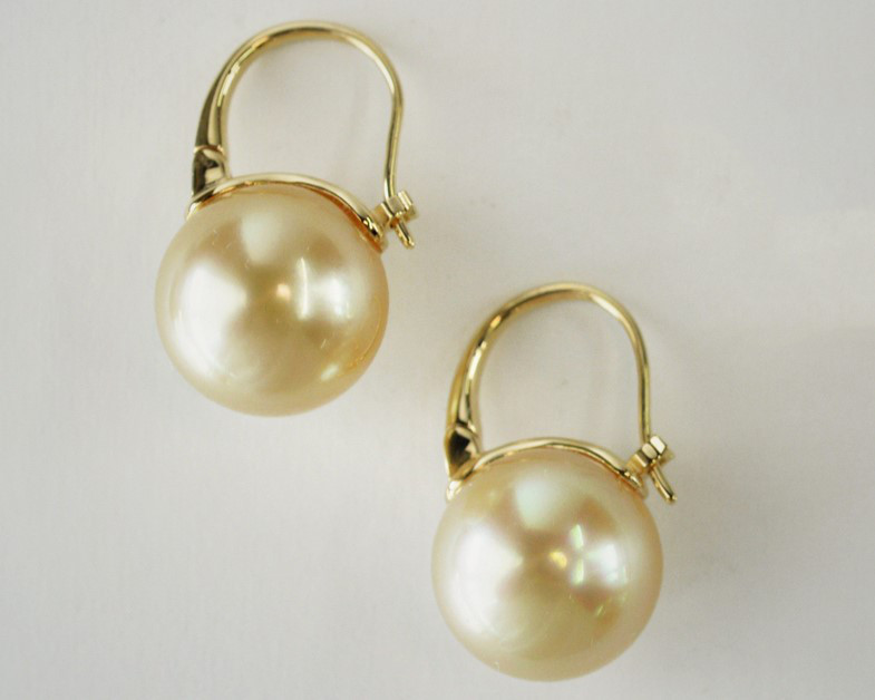 【ルミナ】11～13mm天然南洋ライトゴールド海水真珠ピアス、18Kゴールドフープピアス、ドライローズラージフープピアスシリーズ