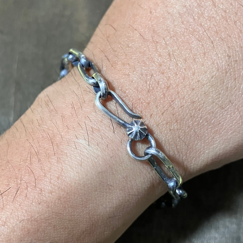 silver950 甲丸 ナバホチェーン シルバー ブレスレット #インディアン