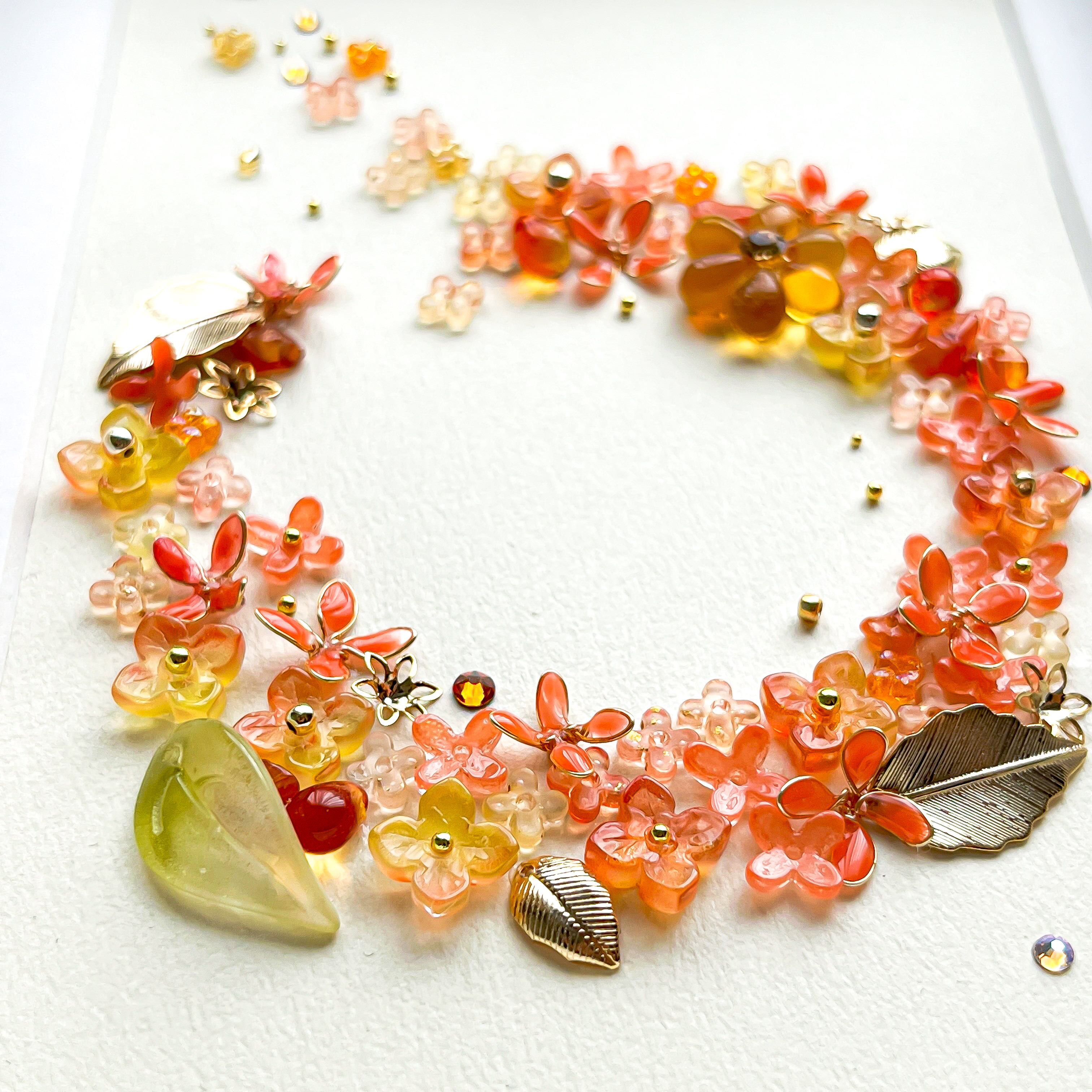 【喜ばれる金木犀】ガラス金木犀たちが舞う 金木犀のリースフレーム 秋冬新作2025