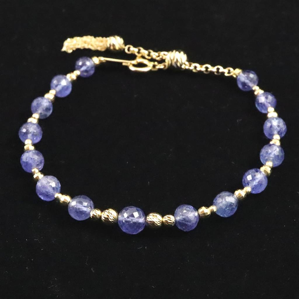 タンザナイト　ファセットカットビーズ　ブレスレット K18GY  7.6g #66416