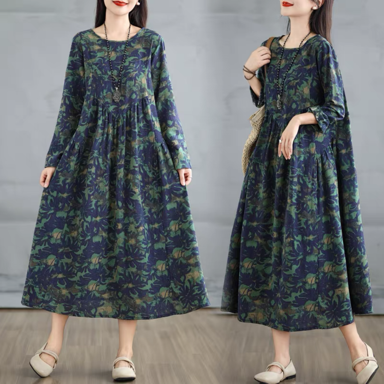 秋の新作、ワンピース、長袖、レディース、 ゆったり、春