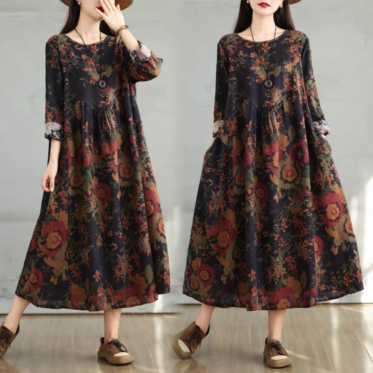 秋の新作、ワンピース、長袖、レディース、 ゆったり、春 4,384円