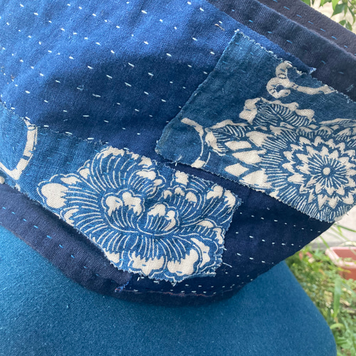 A4 襤褸 スヌード 古布 リメイク 藍染 藍染め 型染め パッチワーク