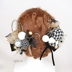 一点限定】グロリオサとオーキッドスプレーとツイストコードリボンの髪