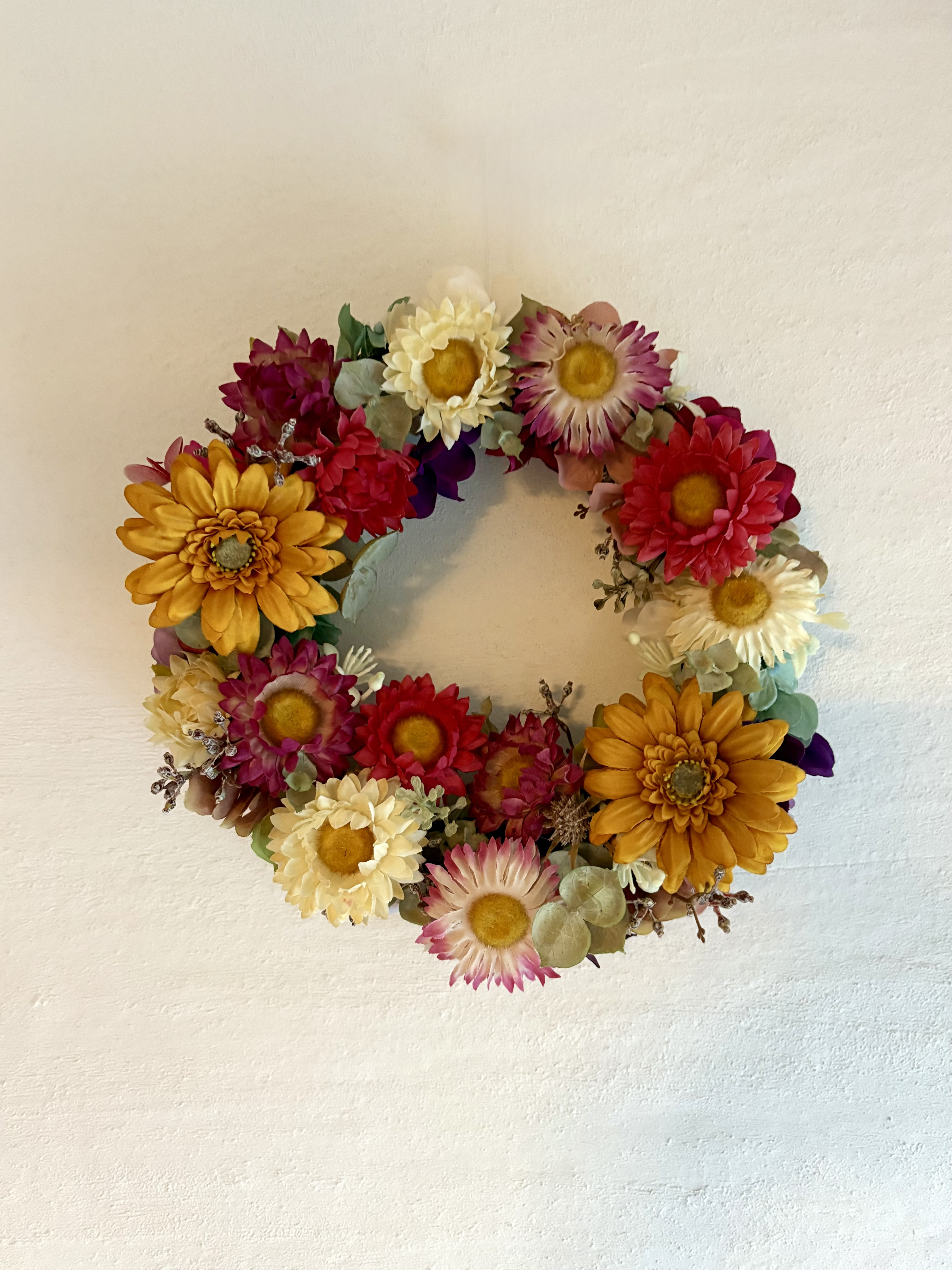 ヘリクリサムのドライ風秋色ミニリース