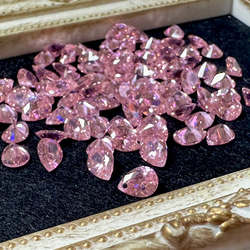 PS502  ピンク 方穴有り A級キュービックジルコニア 6x8mm 雫型 5個入り CZ  手芸 パーツ 素材 1枚目の画像