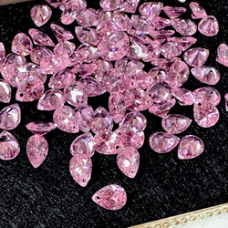 PS502  ピンク 方穴有り A級キュービックジルコニア 6x8mm 雫型 5個入り CZ  手芸 パーツ 素材 2枚目の画像