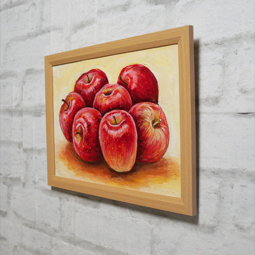 リンゴとカクテルグラスの油彩画 リンゴとカクテルグラスの油彩画