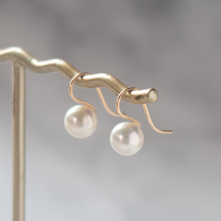 テリに深みのある貝パール・ピアス～14KGF(イヤリング加工可) 10枚目の画像