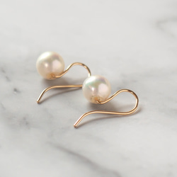 テリに深みのある貝パール・ピアス～14KGF(イヤリング加工可) 8枚目の画像