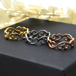 サージカルステンレス製＊アラベスク風カットアウトリング（3色展開）金属アレルギー対応 2枚目の画像