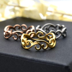 サージカルステンレス製＊アラベスク風カットアウトリング（3色展開）金属アレルギー対応 3枚目の画像