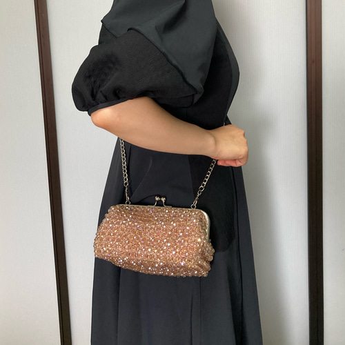 高級ガラスビーズ ショルダーバッグ ハンドメイド ガラスビーズ  