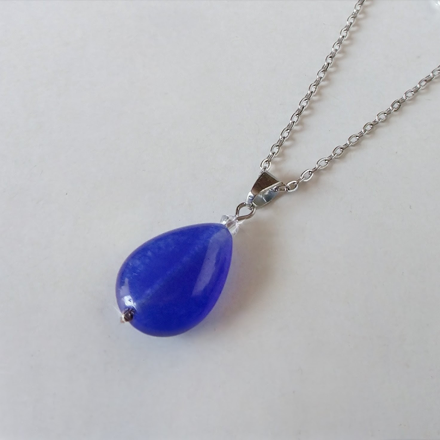 「9月の誕生石」サファイア 天然石 サージカルステンレス ネックレス ペンダント