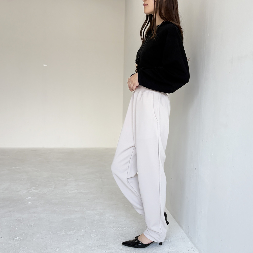 【日本製】2重織ストレッチジャージ＿テイパードパンツ【セットアップ対応】_トープ