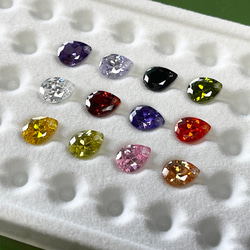 MIX013 ミックス 雫型 A級キュービックジルコニア 6x8mm 穴有り12色入り(各一色ずつ) 1枚目の画像