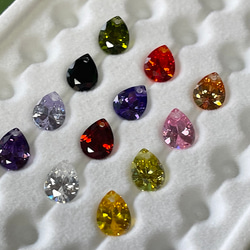 MIX013 ミックス 雫型 A級キュービックジルコニア 6x8mm 穴有り12色入り(各一色ずつ) 3枚目の画像