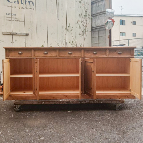 パイン材　キャビネット　オールドパイン家具 オールドパイン家具キャビネット フランスアンティーク調サイドボード