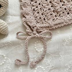 .* baby bonnet .* コットン100% 新生児　ベビー　ボンネット　帽子　simple 退院着 2枚目の画像