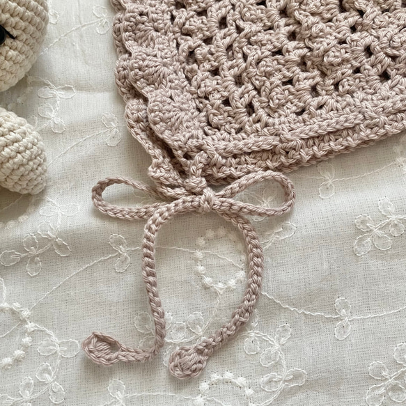 .* baby bonnet .* コットン100% 新生児　ベビー　ボンネット　帽子　simple 退院着 2枚目の画像