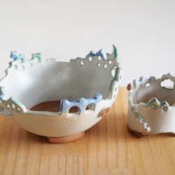 猫と梟の棲む月夜の街 2段鉢　P・Mh2　　(植物なし） 9枚目の画像