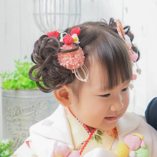 七五三 髪飾り 3歳 水引 うさぎ 苺 いちご リボン ハート ヘアクリップ