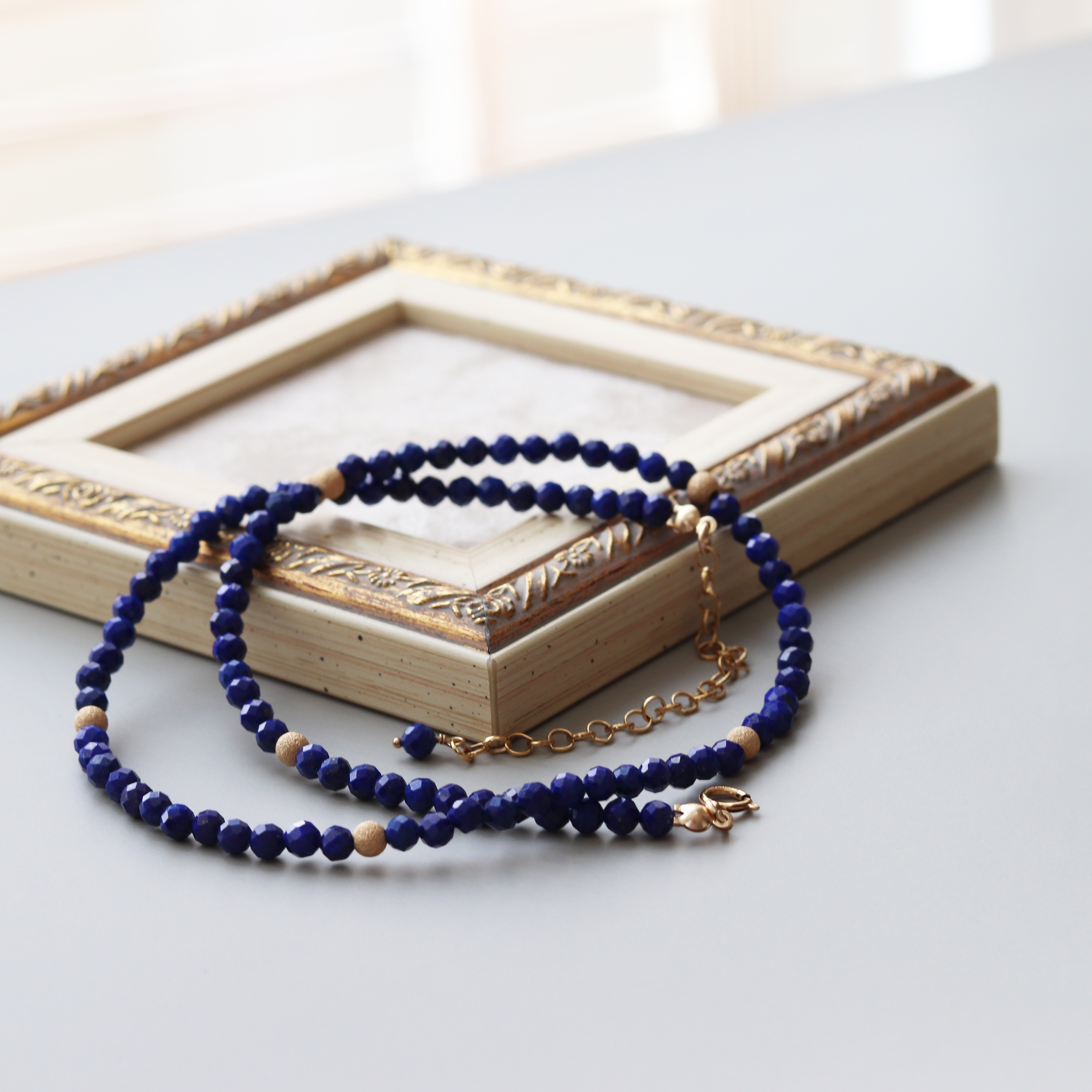 ラピスラズリのネックレス　夜空色　天然石ジュエリー・アクセサリー　9月・12月誕生石　プレゼント