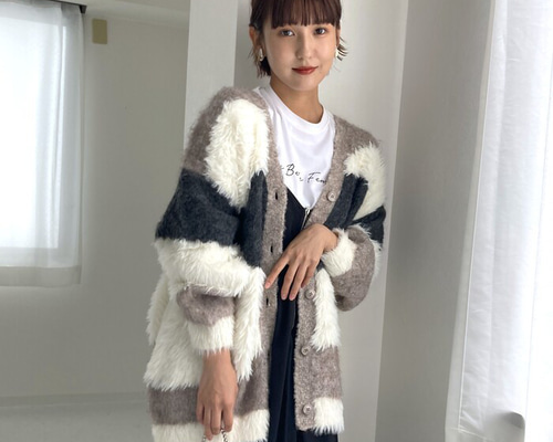 再入荷】極上柔らかニットカーディガン Vネック シャギーニット