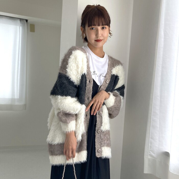 予約/AW新作】極上柔らかニットカーディガン Vネック シャギーニット