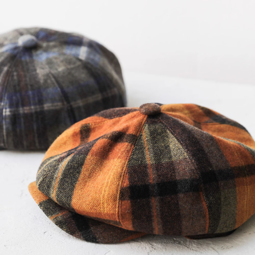 秋カット】おしゃれ な チェック 柄 ニューボーイハット レディース