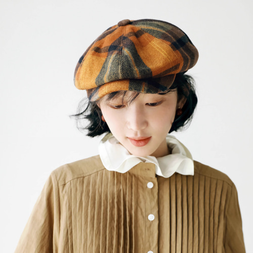 秋カット】おしゃれ な チェック 柄 ニューボーイハット レディース