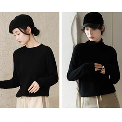 6色 極上の手触り カシミヤ混メリノウール オールガーメント　タートルネックプルオーバー・ニット【春秋冬】 13枚目の画像