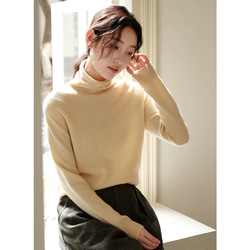 6色 極上の手触り カシミヤ混メリノウール オールガーメント　タートルネックプルオーバー・ニット【春秋冬】 18枚目の画像