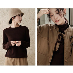 6色 極上の手触り カシミヤ混メリノウール オールガーメント　タートルネックプルオーバー・ニット【春秋冬】 9枚目の画像