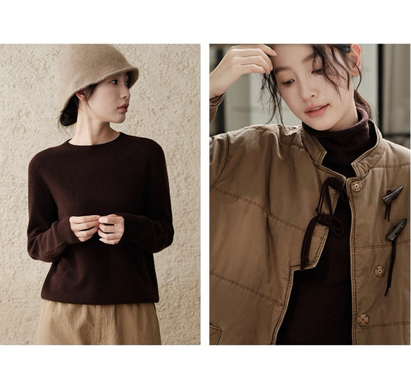 6色 極上の手触り カシミヤ混メリノウール オールガーメント　タートルネックプルオーバー・ニット【春秋冬】 9枚目の画像