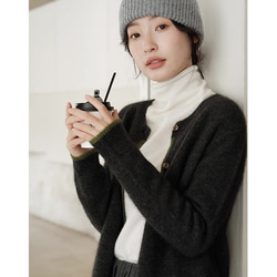 6色 極上の手触り カシミヤ混メリノウール オールガーメント　タートルネックプルオーバー・ニット【春秋冬】 4枚目の画像