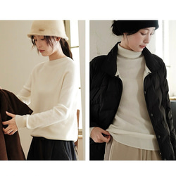 6色 極上の手触り カシミヤ混メリノウール オールガーメント　タートルネックプルオーバー・ニット【春秋冬】 10枚目の画像