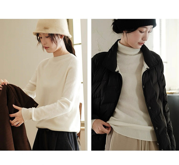 6色 極上の手触り カシミヤ混メリノウール オールガーメント　タートルネックプルオーバー・ニット【春秋冬】 10枚目の画像