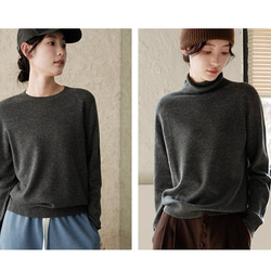 6色 極上の手触り カシミヤ混メリノウール オールガーメント　タートルネックプルオーバー・ニット【春秋冬】 12枚目の画像