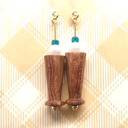 ブビンガのソーダフロート風ピアス 1枚目の画像