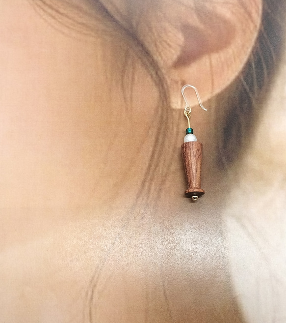 ブビンガのソーダフロート風ピアス 5枚目の画像