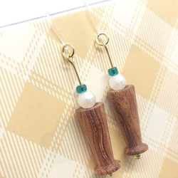 ブビンガのソーダフロート風ピアス 3枚目の画像